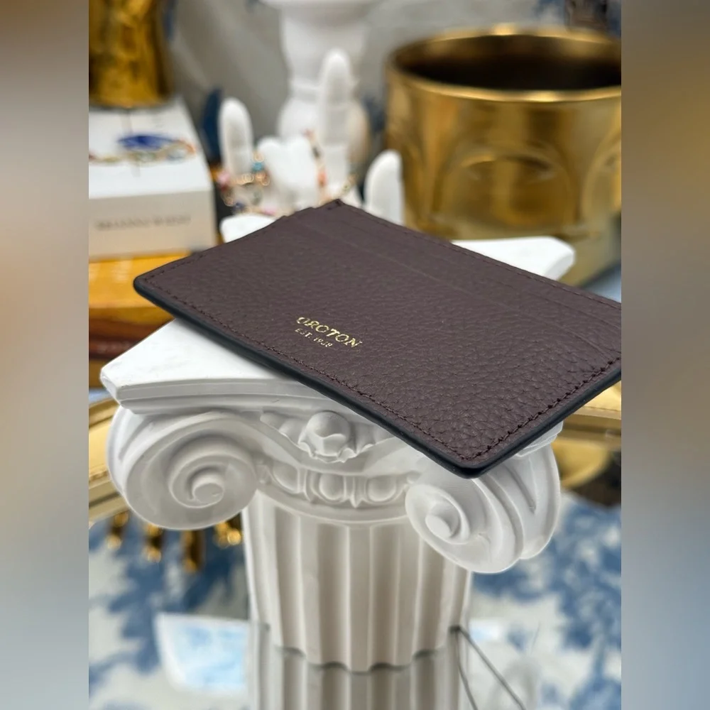 🆕 OROTON 🧿 NWOT Margot Card Sleeve, Brown Bear Leather Cardholder